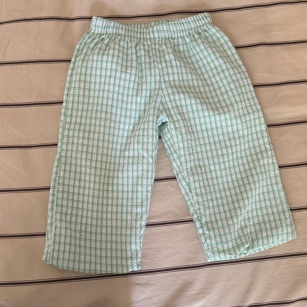 Seersucker Green Plaid Pants